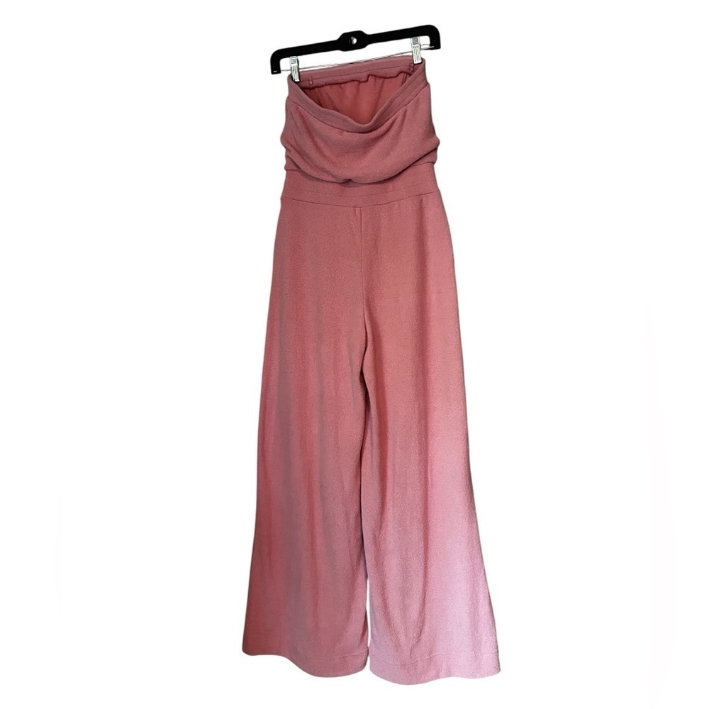 Out From Under Urban Outfitters Pink Strapless Soft Jumpsuit Wide-Leg Size Small - Picture 3 of 15